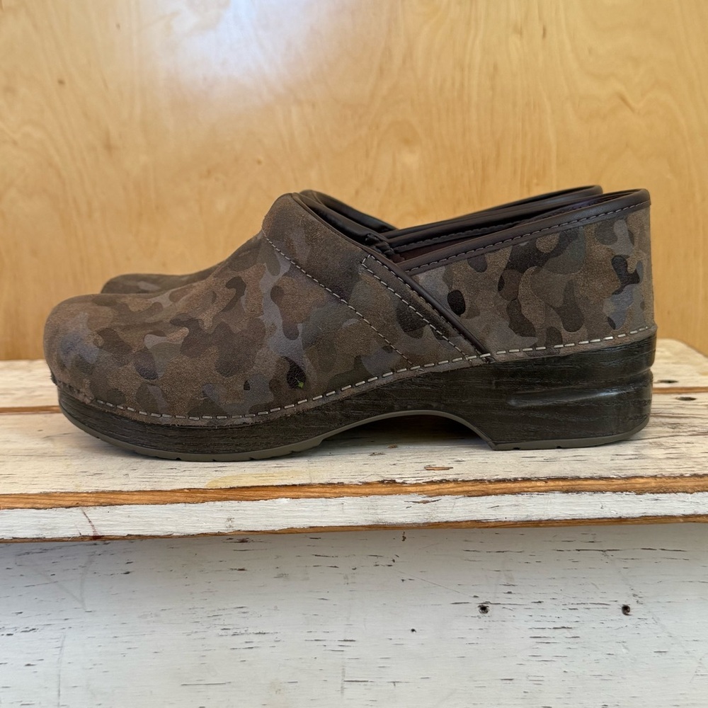 COPY - Dansko Camo Brown and Black Mules Comfortable Clogs